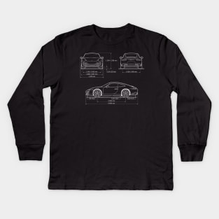 Porsche - Blueprint - Dark Kids Long Sleeve T-Shirt